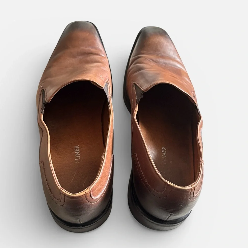 Donald J. Pliner Broy Brown Leather Men's‎ Shoes slip on loafers Sz 9 1/2 - Picture 2 of 11